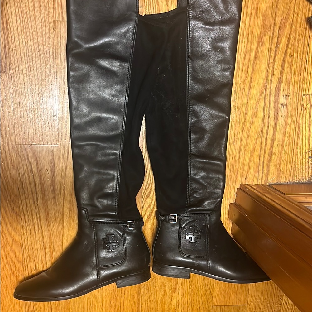 Tory Burch Black Leather Riding Boots. Lots Of Life Left!